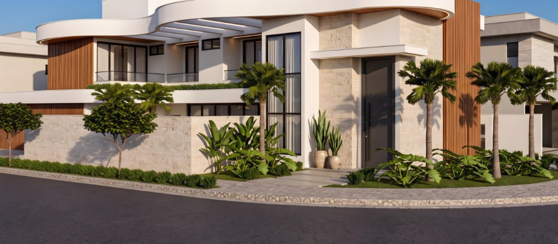 Fachada moderna com curvas
