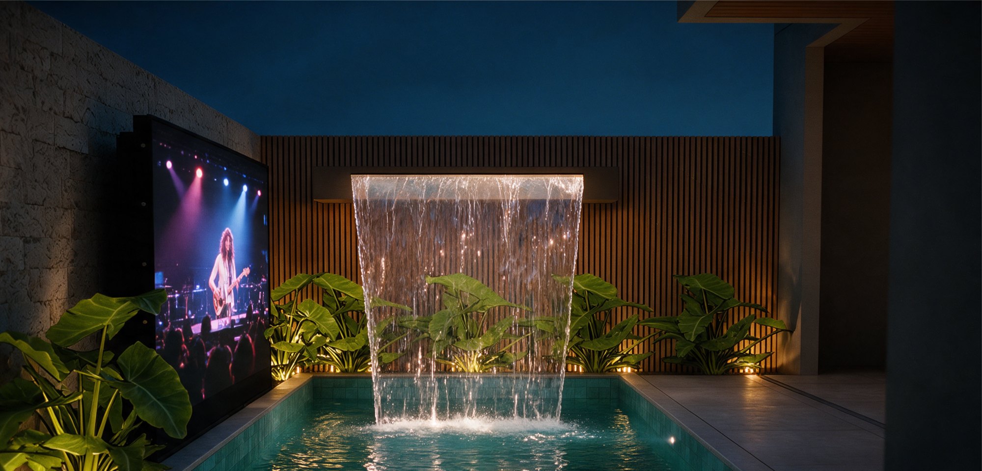 Piscina com cascata