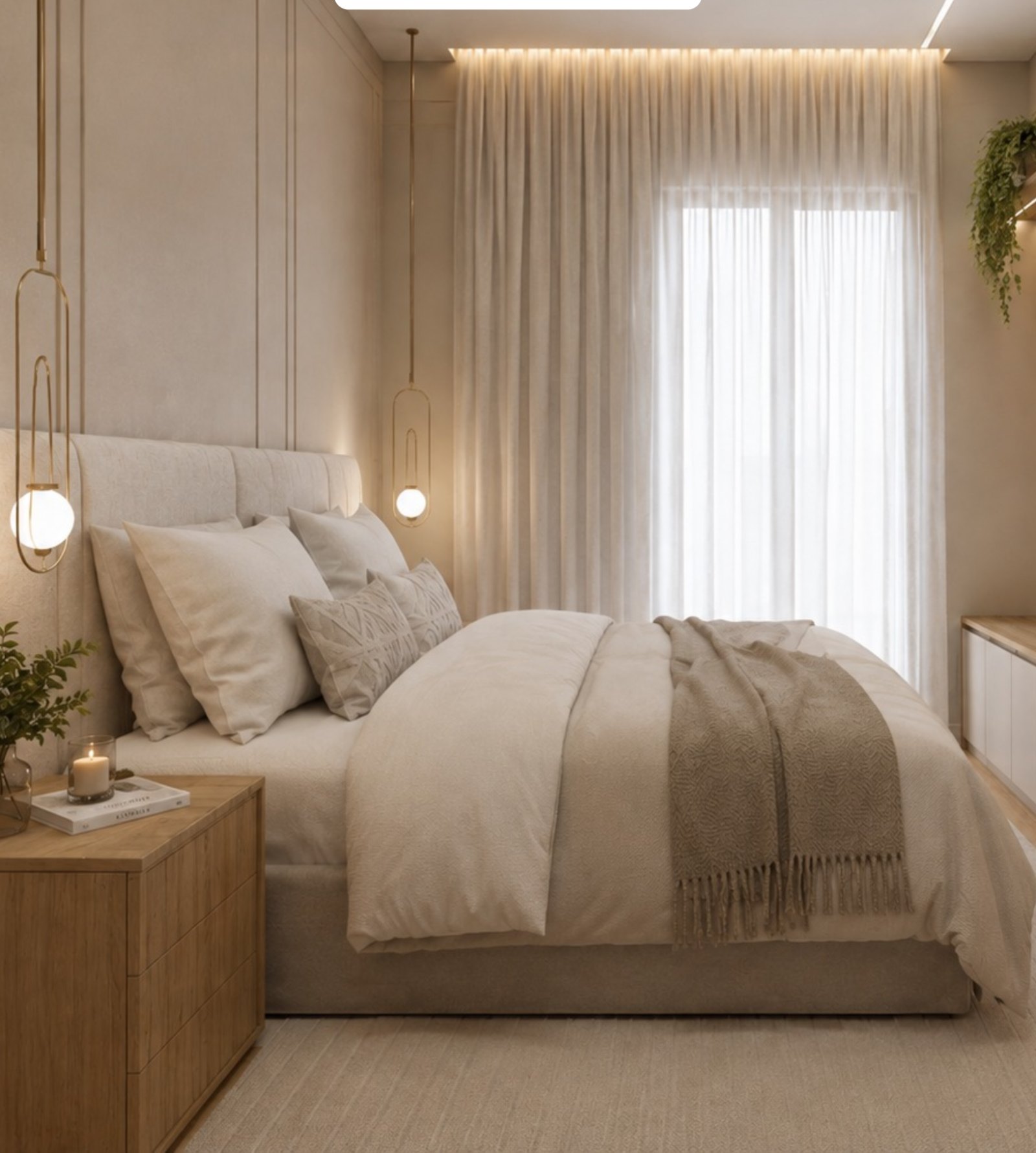 Quarto com cortinas