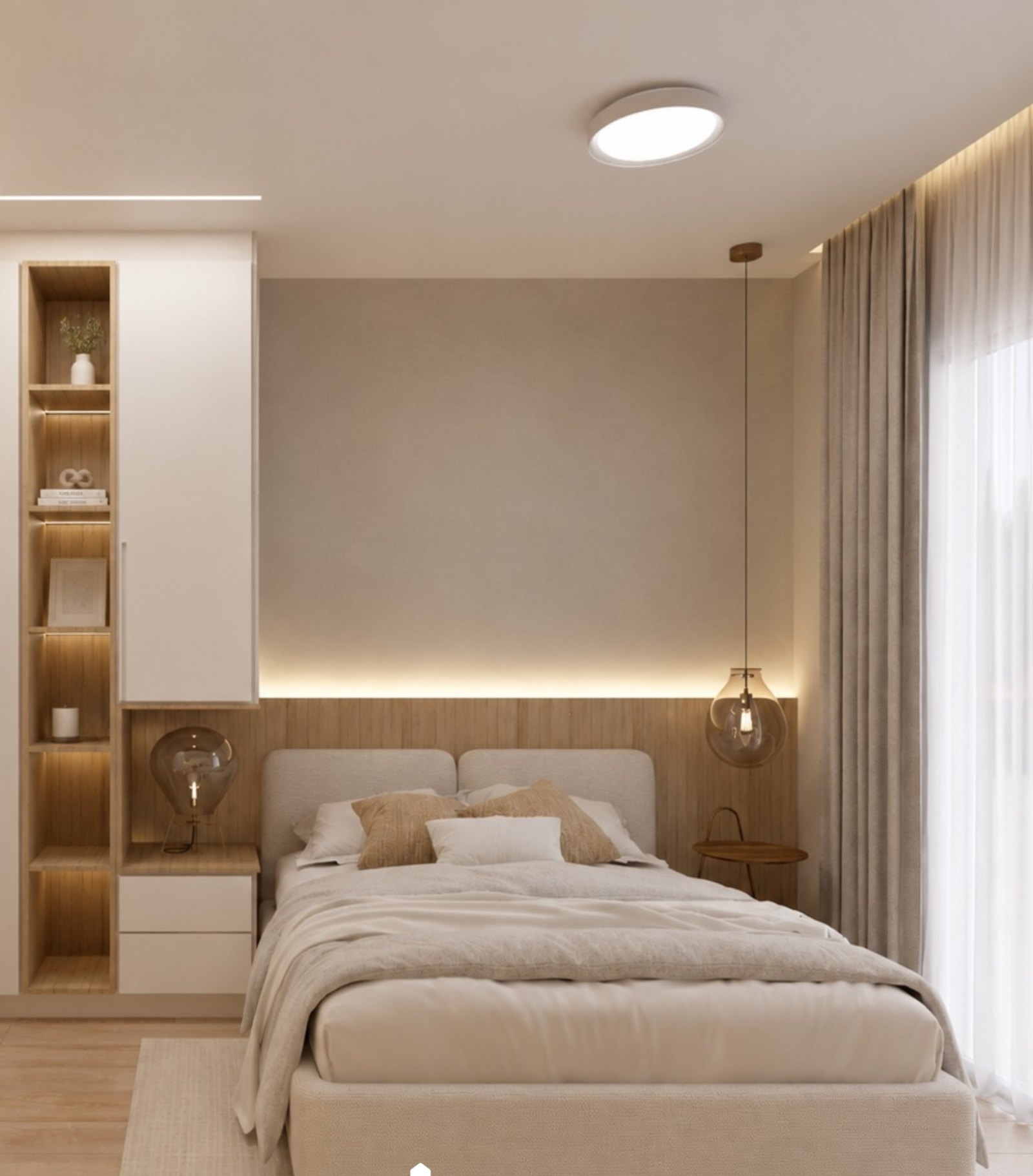 Quarto com nicho iluminado